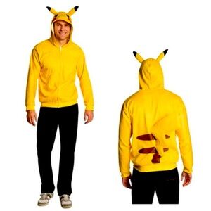 Unisex Women’s Men’s Size Standard OS Yellow Pikachu Hoodie w/ Tail-Rubie’s NWT